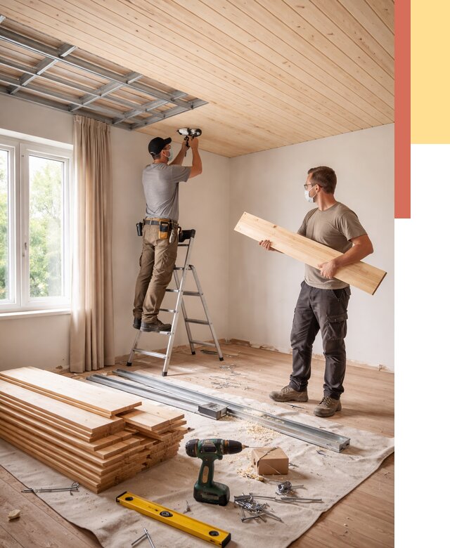 Монтаж потолка из вагонки в Новороссийске от 6635 руб. | Быстро и недорого — ОТДЕЛОЧНИК-Нвр