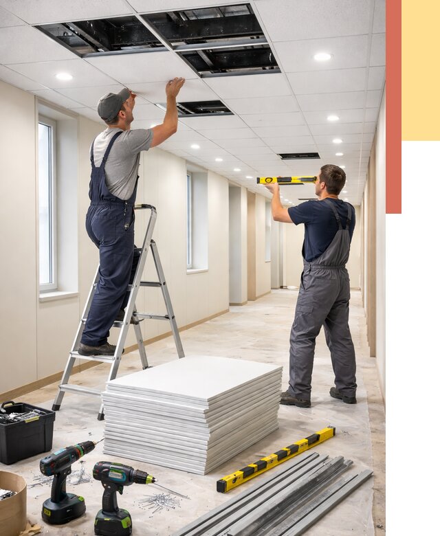 Ремонт потолка Армстронг в Новороссийске от 4594 руб. — быстро и недорого | ОТДЕЛОЧНИК-Нвр