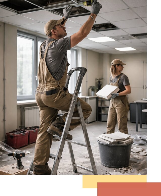 Ремонт потолка Армстронг и замена плит в Новороссийске