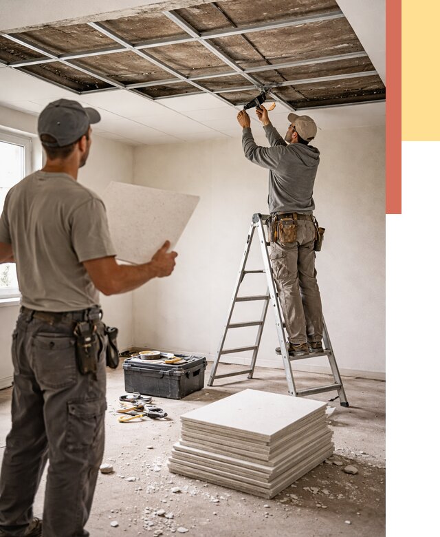 Замена плит подвесного потолка в Новороссийске от 1786 руб. быстро и недорого | ОТДЕЛОЧНИК-Нвр