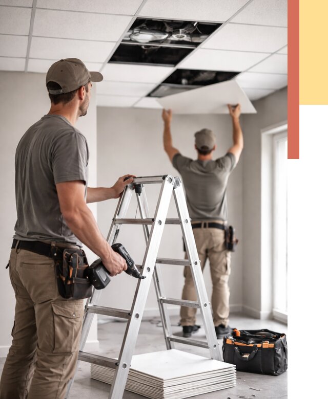 Обслуживание подвесного потолка в Новороссийске от 3573 руб. — быстро и недорого | ОТДЕЛОЧНИК-Нвр