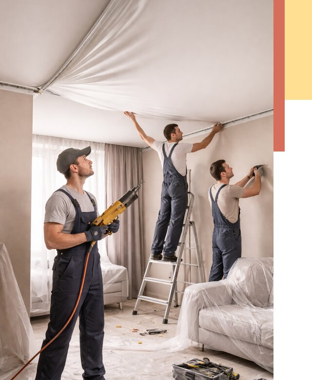 Установка натяжного потолка в Новороссийске от 4594 руб. | Быстро и недорого — ОТДЕЛОЧНИК-Нвр