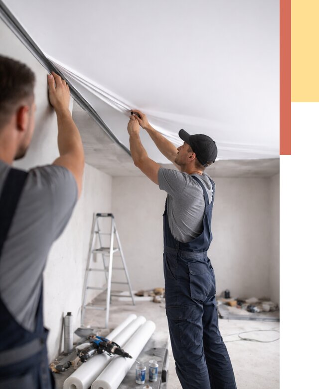 Монтаж матового натяжного потолка в Новороссийске от 4594 руб./м² — быстро и недорого | ОТДЕЛОЧНИК-Нвр