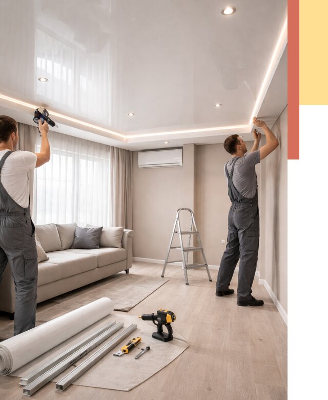 Монтаж глянцевого натяжного потолка в Новороссийске от 766 руб. под ключ | ОТДЕЛОЧНИК-Нвр