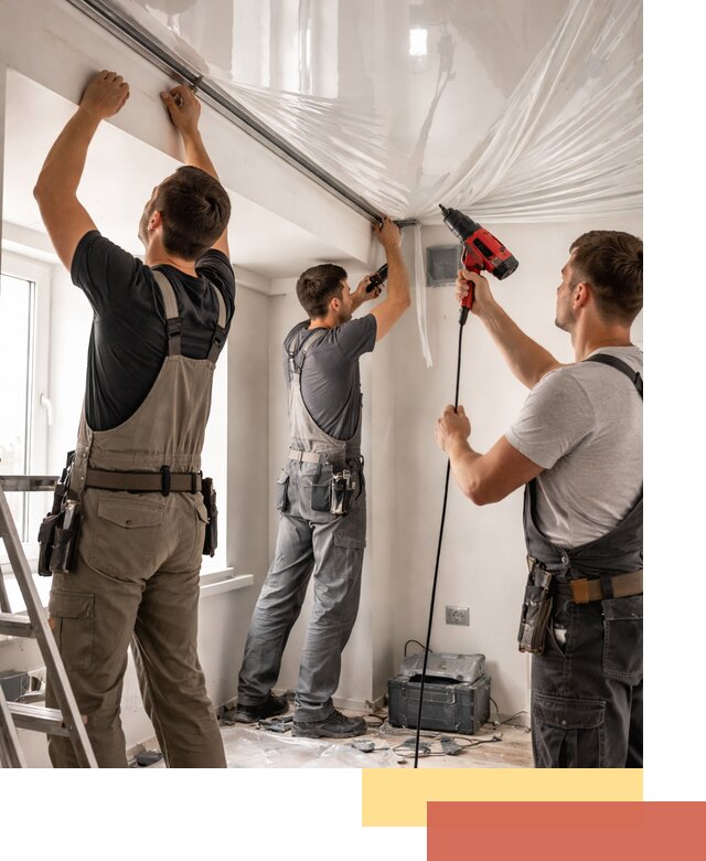 Монтаж глянцевого натяжного потолка в Новороссийске быстро и качественно