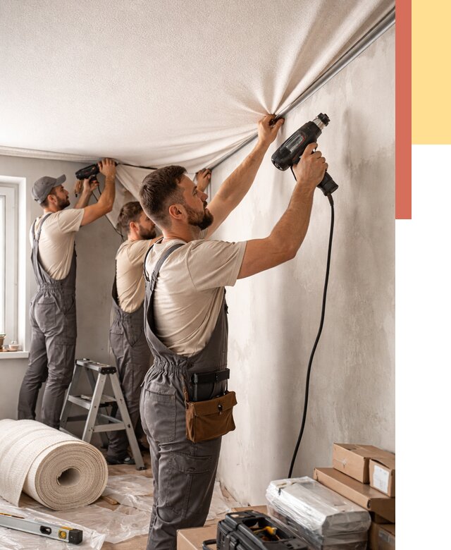 Монтаж фактурного натяжного потолка в Новороссийске от 766 руб. — ОТДЕЛОЧНИК-Нвр