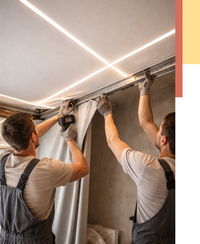 Монтаж натяжного потолка со световыми линиями в Новороссийске от 1225 руб. | ОТДЕЛОЧНИК-Нвр