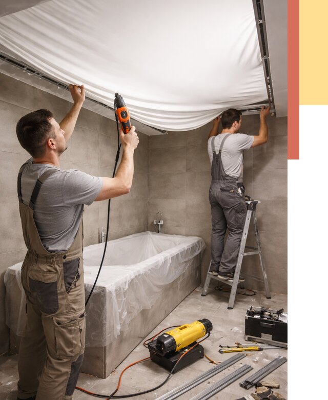 Монтаж натяжного потолка в ванной в Новороссийске от 1225 руб. под ключ | ОТДЕЛОЧНИК-Нвр