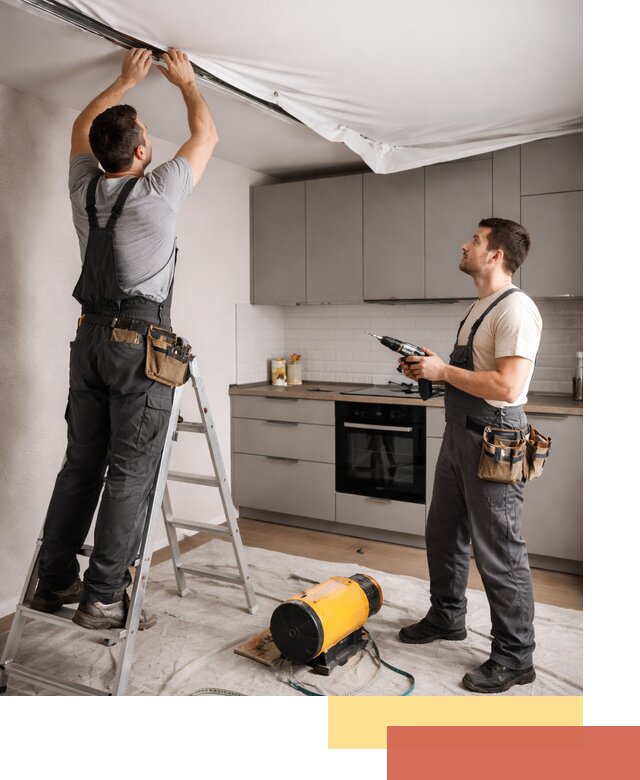 Монтаж натяжного потолка на кухне в Новороссийске