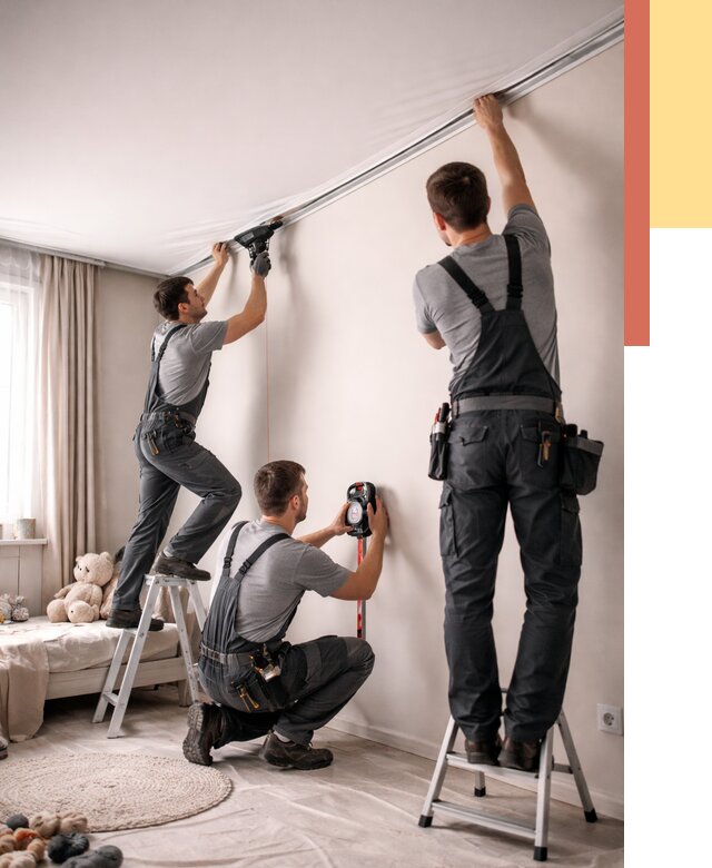 Монтаж натяжного потолка в детской в Новороссийске от 3573 руб. — быстро и недорого | ОТДЕЛОЧНИК-Нвр