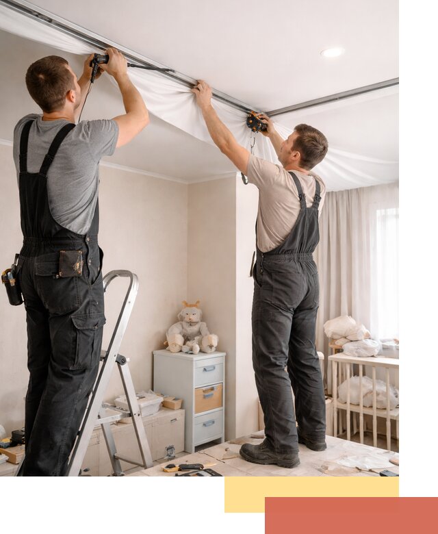 Монтаж натяжного потолка в детской комнате в Новороссийске