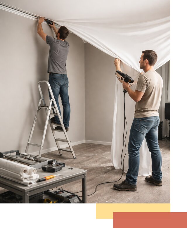 Монтаж натяжного потолка в студии в Новороссийске