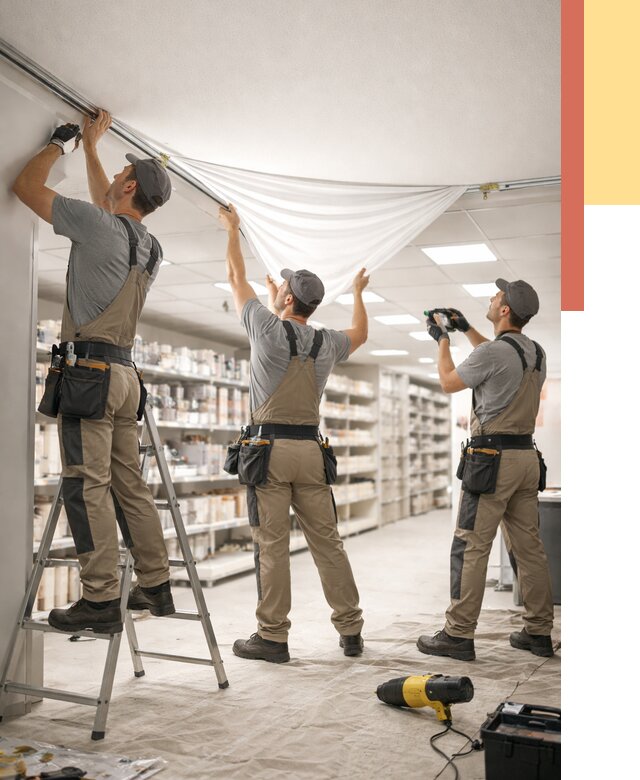 Монтаж натяжного потолка в магазине в Новороссийске от 4594 руб. быстро и недорого | ОТДЕЛОЧНИК-Нвр