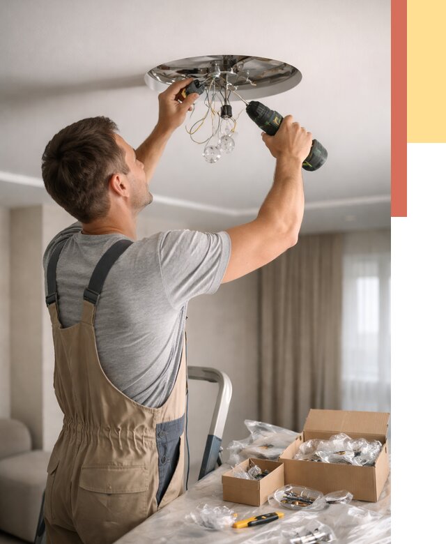 Установка люстры в натяжной потолок в Новороссийске от 1225 руб. | Быстро и недорого — ОТДЕЛОЧНИК-Нвр