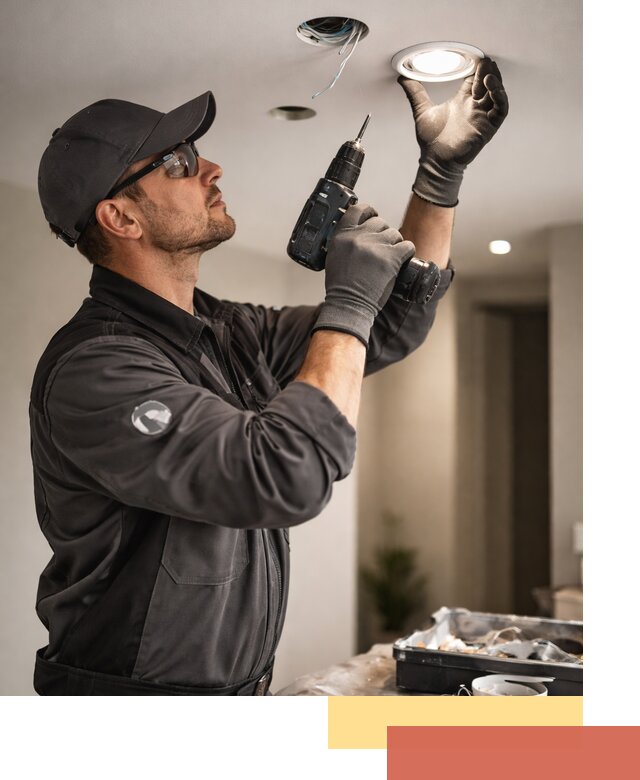 Установка точечных светильников в натяжной потолок в Новороссийске