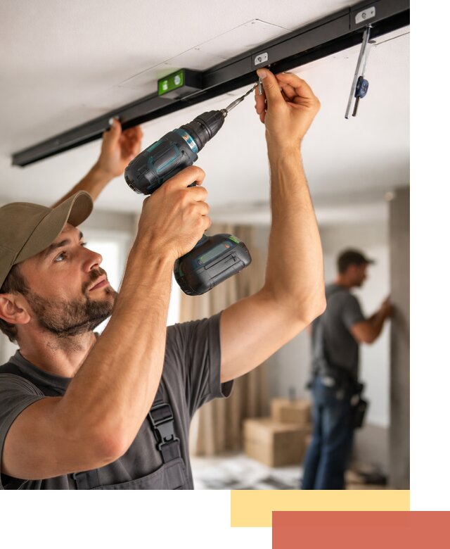 Установка трековых светильников в натяжной потолок в Новороссийске