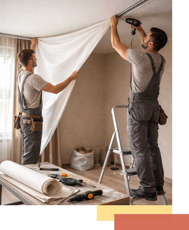 Замена полотна натяжного потолка в Новороссийске быстро и качественно