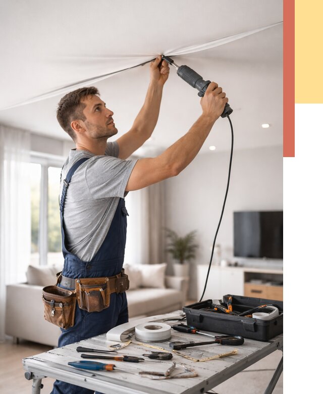 Ремонт натяжных потолков в Новороссийске от 9698 руб. под ключ — ОТДЕЛОЧНИК-Нвр