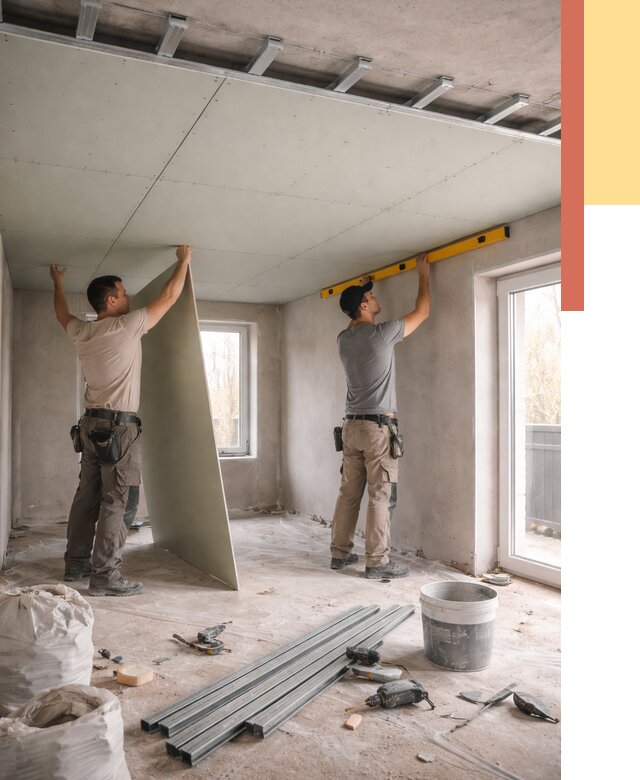 Одноуровневый потолок из гипсокартона в Новороссийске от 766 руб. — монтаж под ключ | ОТДЕЛОЧНИК-Нвр