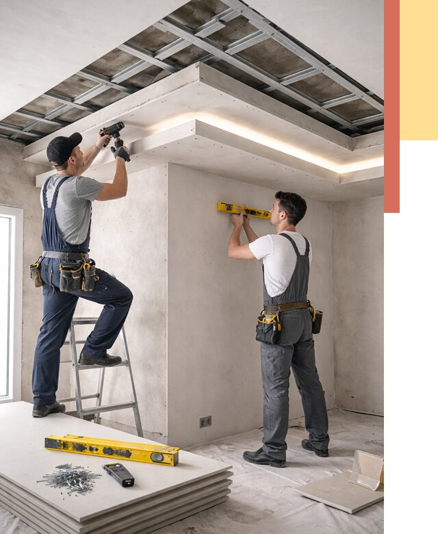 Двухуровневый потолок из гипсокартона в Новороссийске от 1480 руб. под ключ | ОТДЕЛОЧНИК-Нвр