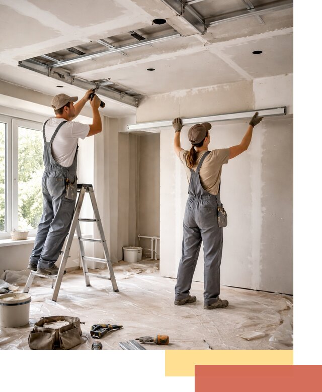 Монтаж многоуровневого потолка из гипсокартона в Новороссийске