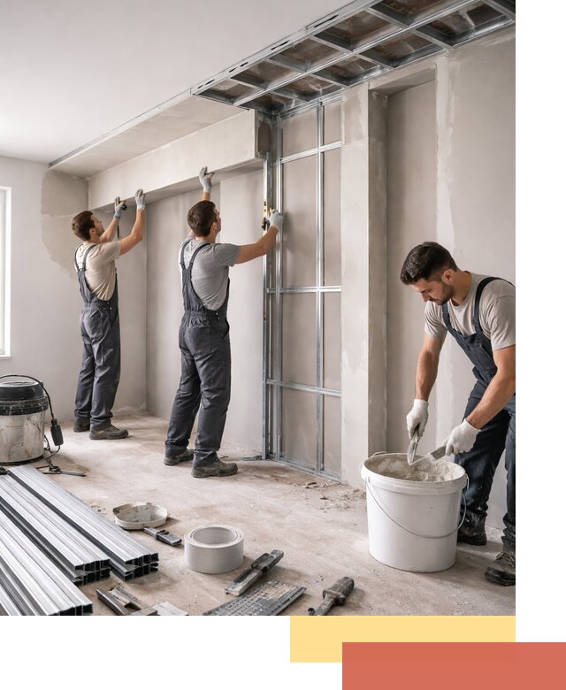 Монтаж потолка из гипсокартона с нишей в Новороссийске