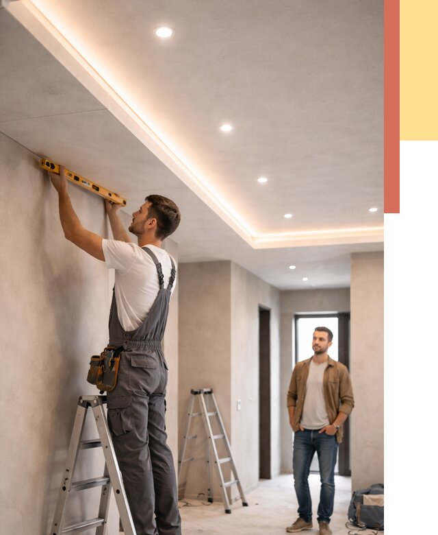 Потолок из гипсокартона с подсветкой в Новороссийске от 766 руб./м2 под ключ | ОТДЕЛОЧНИК-Нвр