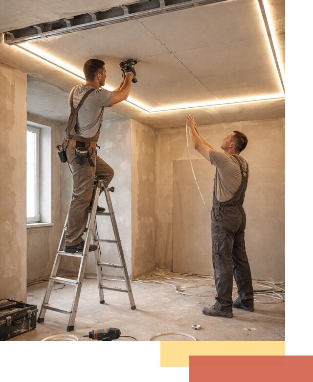 Потолок из гипсокартона с подсветкой в Новороссийске