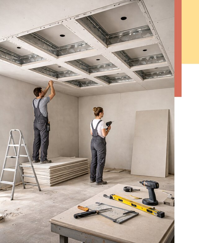 Кессонный потолок из гипсокартона в Новороссийске от 1888 руб. — монтаж и под ключ | ОТДЕЛОЧНИК-Нвр