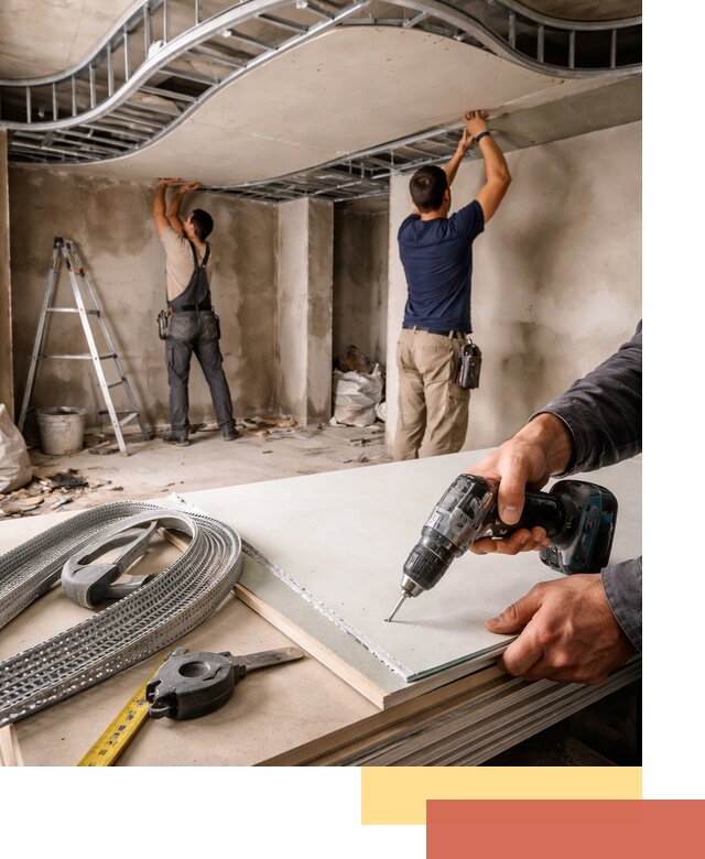 Криволинейный потолок из гипсокартона в Новороссийске — монтаж и отделка