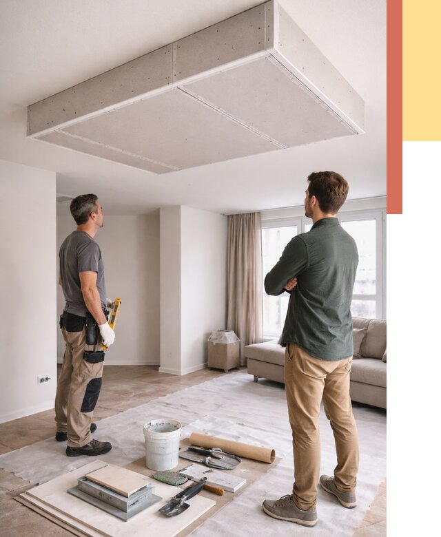 Короб на потолке из гипсокартона в Новороссийске от 2246 руб. — монтаж и услуги под ключ | ОТДЕЛОЧНИК-Нвр