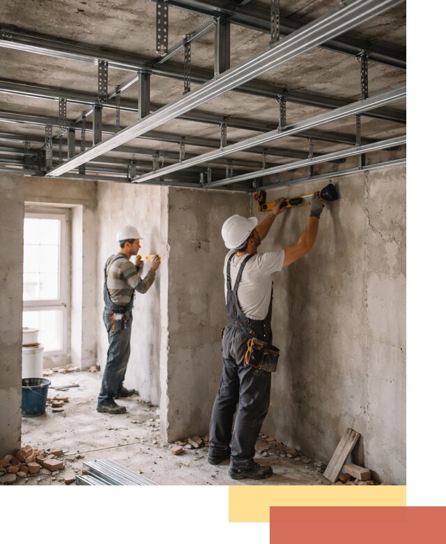 Монтаж каркаса потолка из профильного профиля в Новороссийске