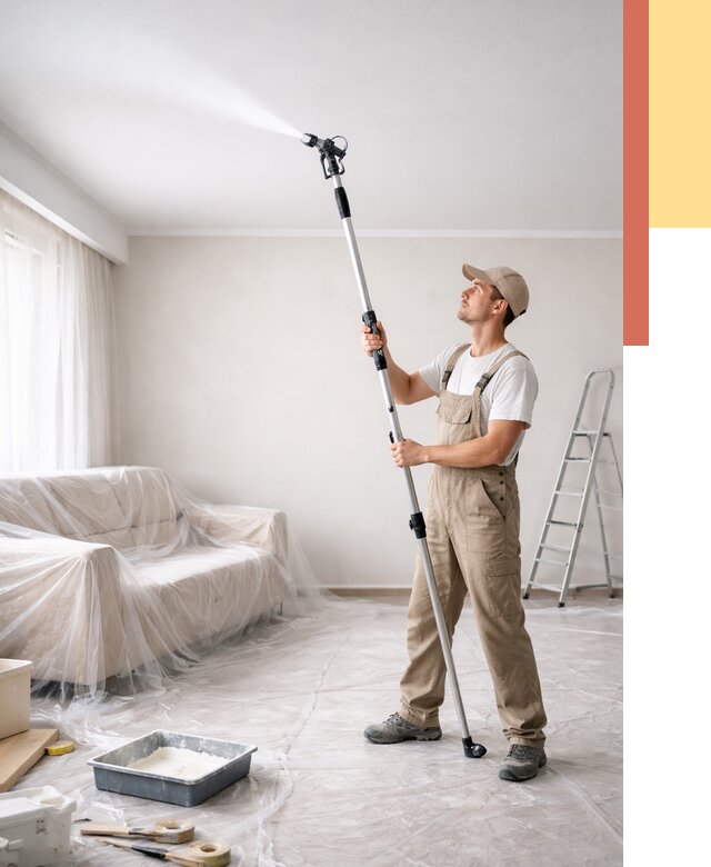 Покраска потолка краскопультом в Новороссийске от 4594 руб. быстро и недорого | ОТДЕЛОЧНИК-Нвр