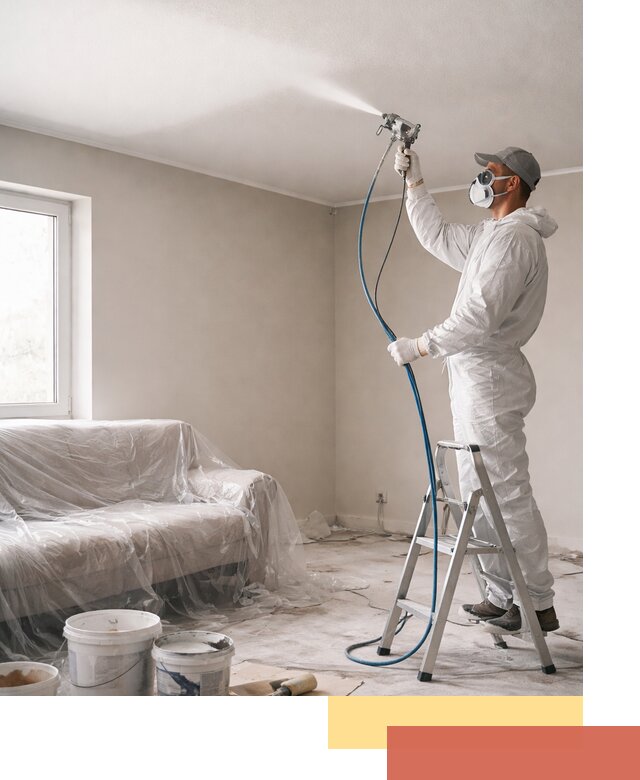 Покраска потолка краскопультом в Новороссийске быстро и качественно